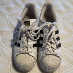 Adidas Superstar White Sneakers with Black Stripes